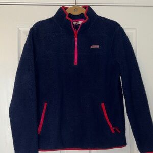 Vineyard Vines Navy and Pink Fleece Jacket